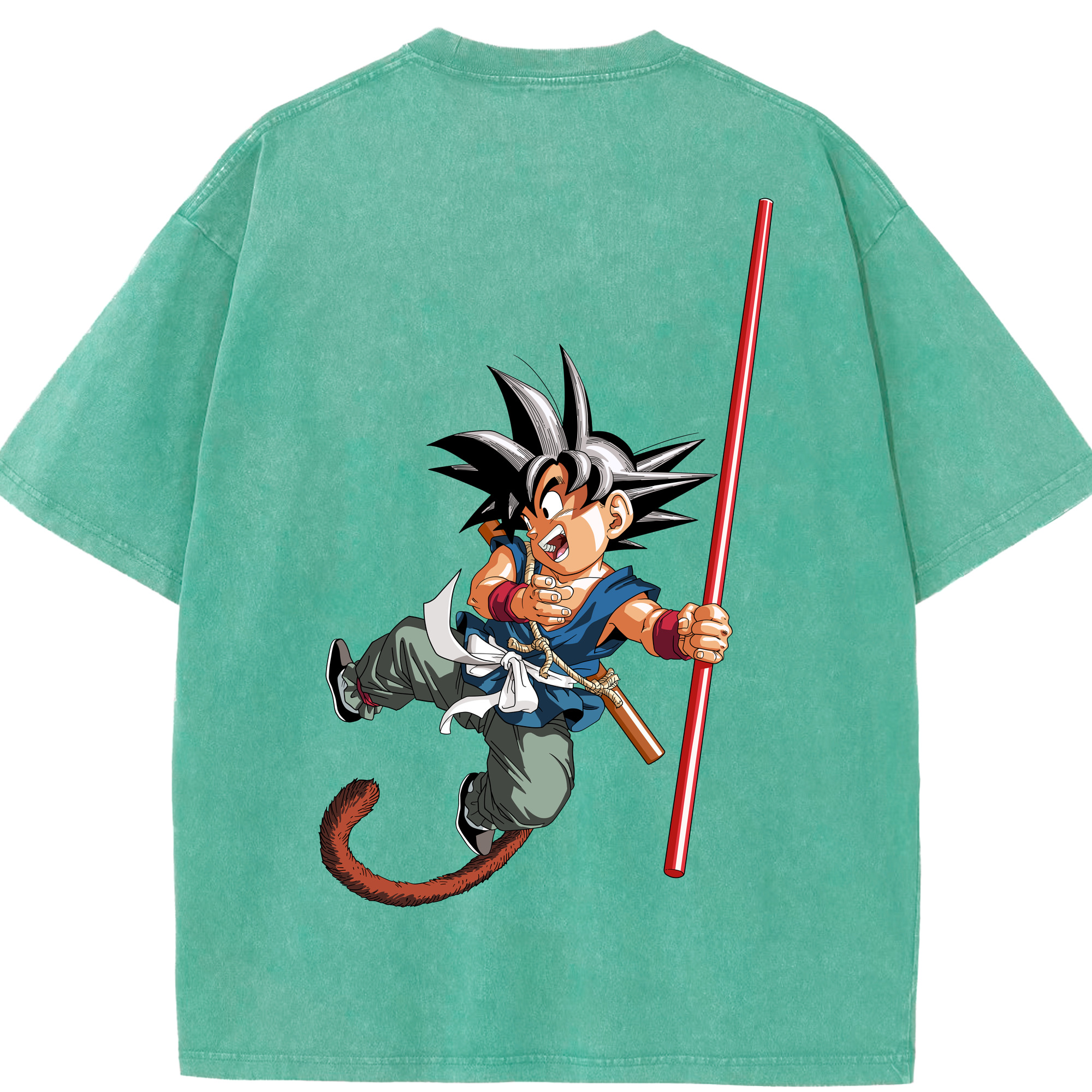 （画像用） ドラゴンボール 孫悟空（そん ごくう）Son Goku カカロット DRAGON BALL Kakarotto 綿100% ヴィンテージ風 半袖Tシャツ（背面プリント）